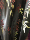 Alondra BLACK Leaves Brocade Chinese Satin Fabric by the Yard - 10095