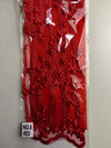 Kelsey RED Floral Beaded Lace Embroidery on Mesh Fabric by the Yard - 10093