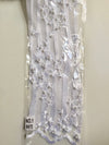 Kelsey WHITE Floral Beaded Lace Embroidery on Mesh Fabric by the Yard - 10093