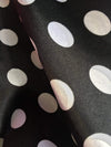 Shelby 0.75" WHITE Polka Dots on BLACK Polyester Light Weight Satin Fabric by the Yard - 10070