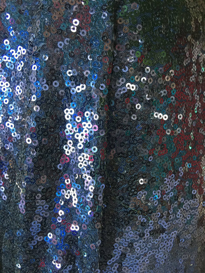 Leila NAVY BLUE Sequins on Mesh Fabric by the Yard - 10050