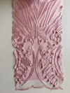 Sabrina PINK Faux Pearls Beaded Lace Embroidery on Mesh Fabric by the Yard - 10098