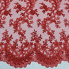 Melody RED Polyester Floral Embroidery with Sequins on Mesh Lace Fabric by the Yard for Gown, Wedding, Bridesmaid, Prom - 10002
