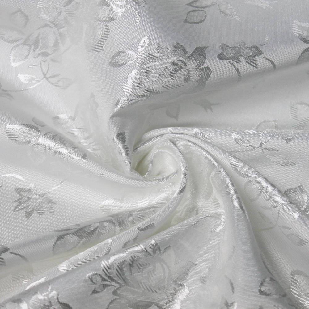 Kayla WHITE Polyester Floral Jacquard Brocade Satin Fabric by the Yard - 10004