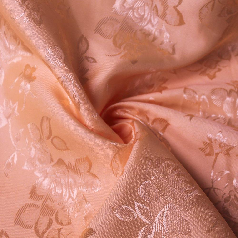 Kayla CORAL Polyester Floral Jacquard Brocade Satin Fabric by the Yard - 10004