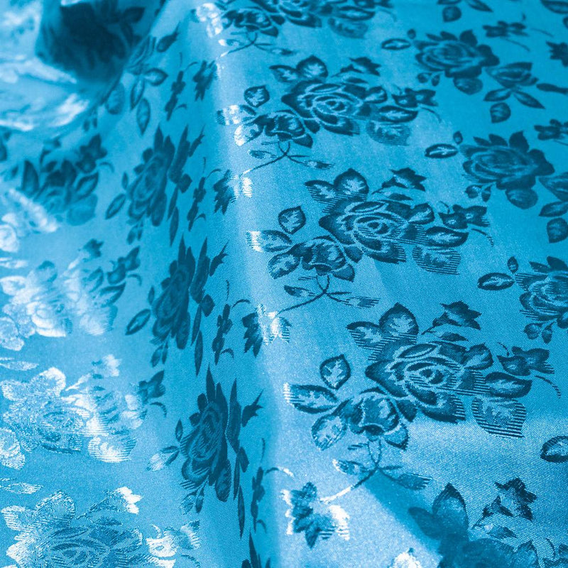 Kayla TURQUOISE Polyester Floral Jacquard Brocade Satin Fabric by the Yard - 10004