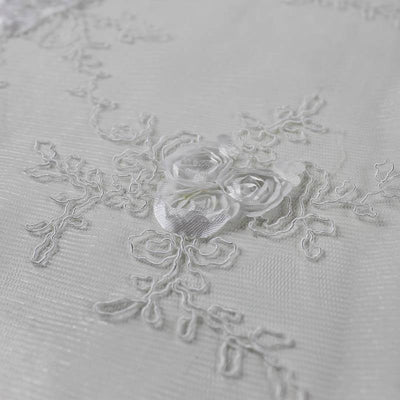 Andrea WHITE 3D Floral Matte Corded Embroidery on Mesh Lace Fabric by the Yard - 10016