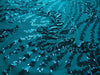 Miranda TEAL Vines and Leaves Sequins on TEAL Mesh Lace Fabric by the Yard - 10061