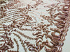 Miranda CHAMPAGNE Vines and Leaves Sequins on CHAMPAGNE Mesh Lace Fabric by the Yard - 10061