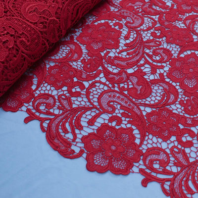 Maggie RED Guipure Venice Heavy Lace Fabric by the Yard - 10019