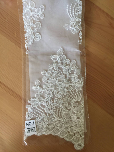 Brianna OFF WHITE Polyester Floral Embroidery with Sequins on Mesh Lace Fabric by the Yard - 10020