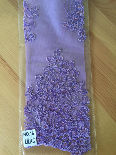 Brianna LILAC Polyester Floral Embroidery with Sequins on Mesh Lace Fabric by the Yard - 10020