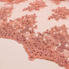 Brianna DARK CORAL Polyester Floral Embroidery with Sequins on Mesh Lace Fabric by the Yard - 10020