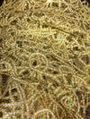 Harmony GOLD Foil and Sequins Open Weave Lace Fabric by the Yard - 10023