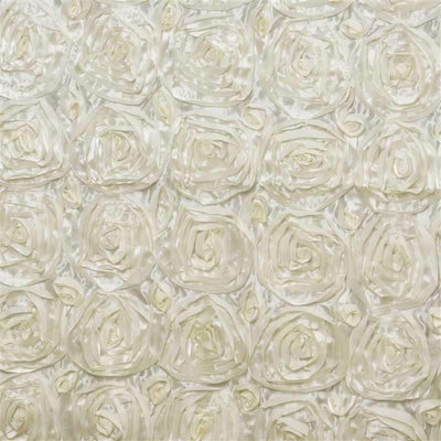 Paige IVORY 3D Floral Polyester Satin Rosette Fabric by the Yard - 10028