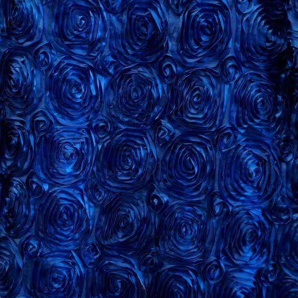 Paige ROYAL BLUE 3D Floral Polyester Satin Rosette Fabric by the Yard - 10028