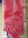 Jayla RED Floral Embroidery with Beads and Sequins on Mesh Lace Fabric by the Yard - 10044