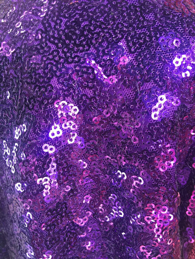 Leila PURPLE Sequins on Mesh Fabric by the Yard - 10050