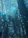Leila BLUE Sequins on Mesh Fabric by the Yard - 10050
