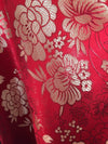 Juliet RED Floral Brocade Chinese Satin Fabric by the Yard - 10053
