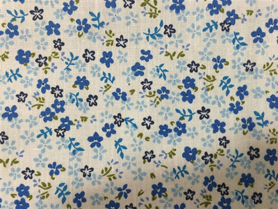 Kali BLUE Floral Polyester Cotton Fabric by the Yard - 10055