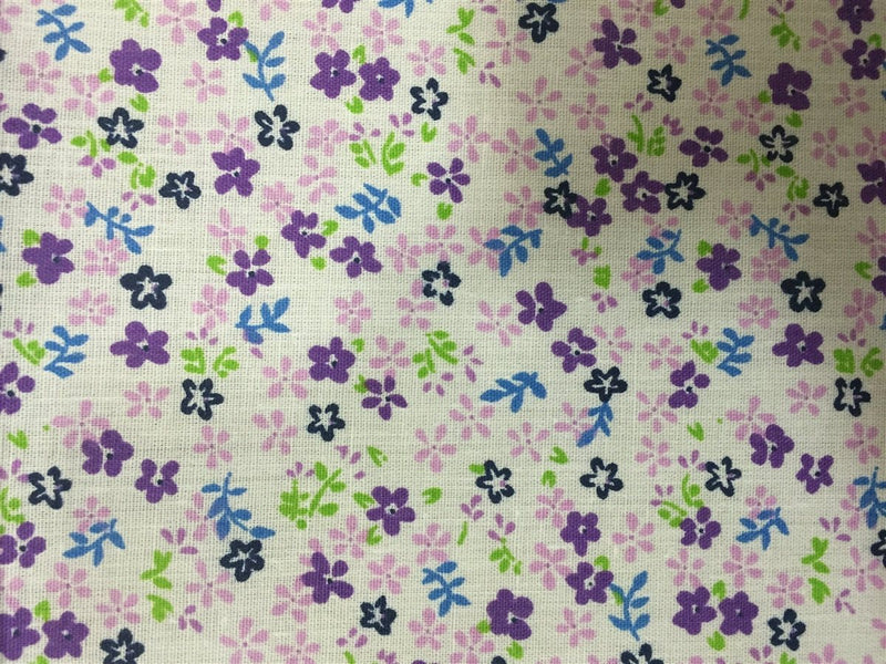 Kali PURPLE Floral Polyester Cotton Fabric by the Yard - 10055