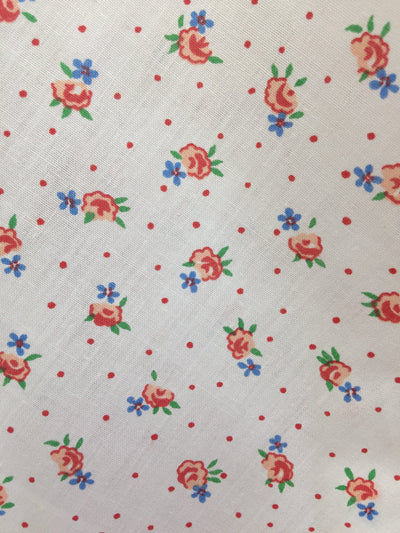 Kali CORAL Floral Polyester Cotton Fabric by the Yard - 10055