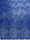 Joanna ROYAL BLUE Maze Sequins Embroidered Dots on Mesh Lace Fabric by the Yard - 10074