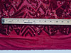 Gia BURGUNDY Geometric Sequins on Mesh Lace Fabric by the Yard - 10101
