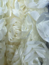 Maci IVORY 3D Floral Polyester Satin Rosette on Mesh Fabric by the Yard - 10057
