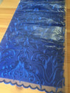 Haley ROYAL BLUE Floral Swirl Embroidery on Mesh Royalty Lace Fabric by the Yard - 10060