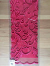 Haley RED Floral Swirl Embroidery on Mesh Royalty Lace Fabric by the Yard - 10060