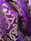 Adelaide PURPLE GOLD Chinese Brocade Satin Fabric by the Yard - 10058