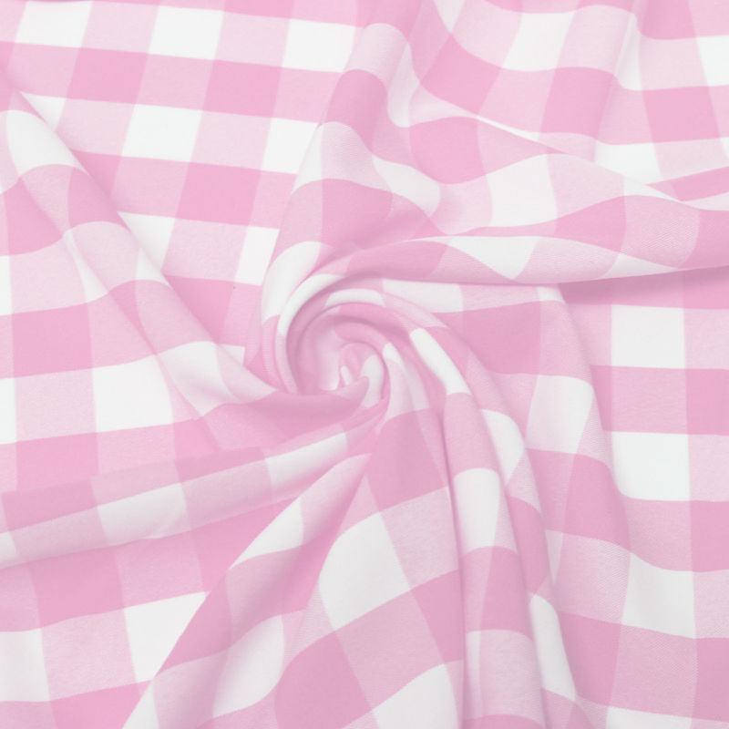 Camille PINK 1" Big Checkered Gingham Pattern Poly Poplin Fabric by the Yard - 10049