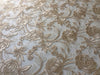 Dakota CHAMPAGNE Polyester Corded Floral Embroidery on Mesh Lace Fabric by the Yard - 10043