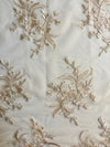 Callie CHAMPAGNE Polyester Floral Corsage Embroidery on Mesh Lace Fabric by the Yard - 10025