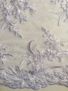 Callie WHITE Polyester Floral Corsage Embroidery on Mesh Lace Fabric by the Yard - 10025