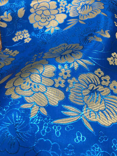 Juliet TURQUOISE Floral Brocade Chinese Satin Fabric by the Yard - 10053
