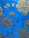 Juliet TURQUOISE Floral Brocade Chinese Satin Fabric by the Yard - 10053