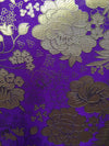Juliet PURPLE Floral Brocade Chinese Satin Fabric by the Yard - 10053