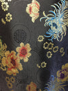 Kate BLACK Floral Brocade Chinese Satin Fabric by the Yard - 10037