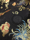 Kate BLACK Floral Brocade Chinese Satin Fabric by the Yard - 10037