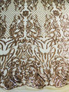 Phoebe GOLD Sequins on Mesh Lace Fabric by the Yard - 10062