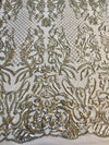 Phoebe SILVER Sequins on Mesh Lace Fabric by the Yard - 10062