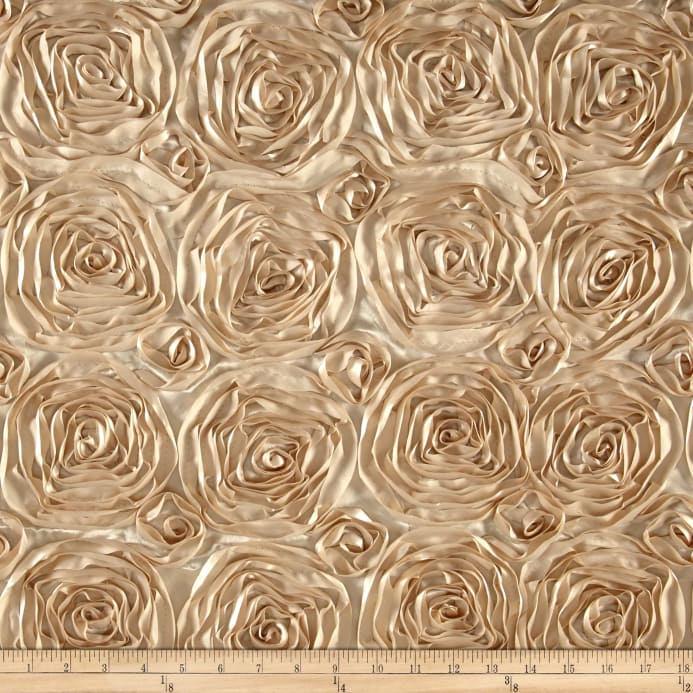 Paige LIGHT CHAMPAGNE 3D Floral Polyester Satin Rosette Fabric by the Yard - 10028