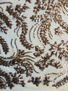 Erin GOLD Flowers and Leaves Sequins on Mesh Lace Fabric by the Yard - 10063
