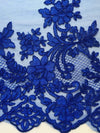 Diana ROYAL BLUE Polyester Corded Floral Embroidery on Mesh Lace Fabric by the Yard - 10064