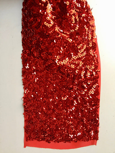 Bianca RED Allover Sequins on Mesh Fabric by the Yard - 10104