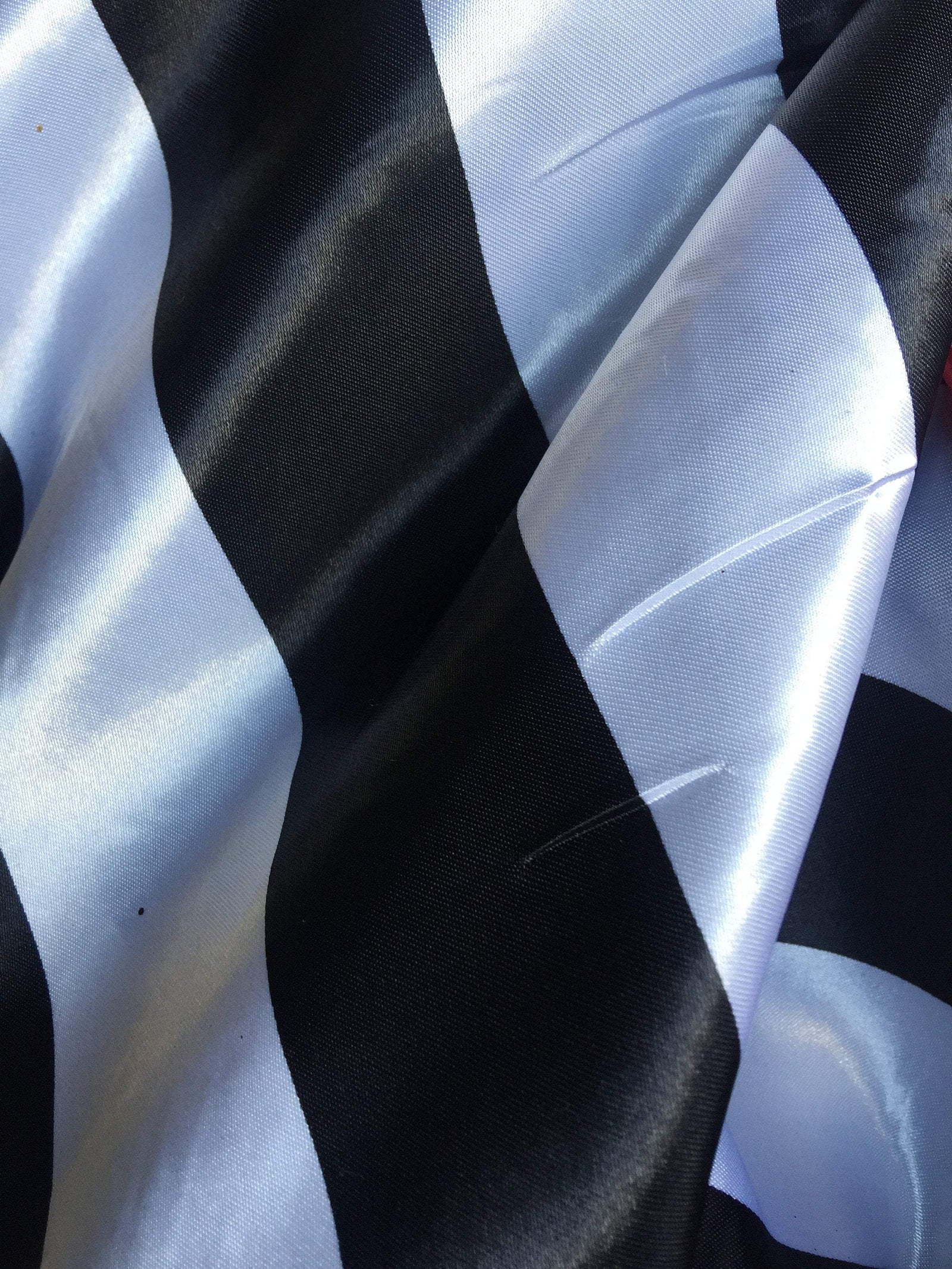 Laura BLACK & OFFWHITE 2" Stripes Pattern Polyester Light Weight Satin Fabric by the Yard - 10080