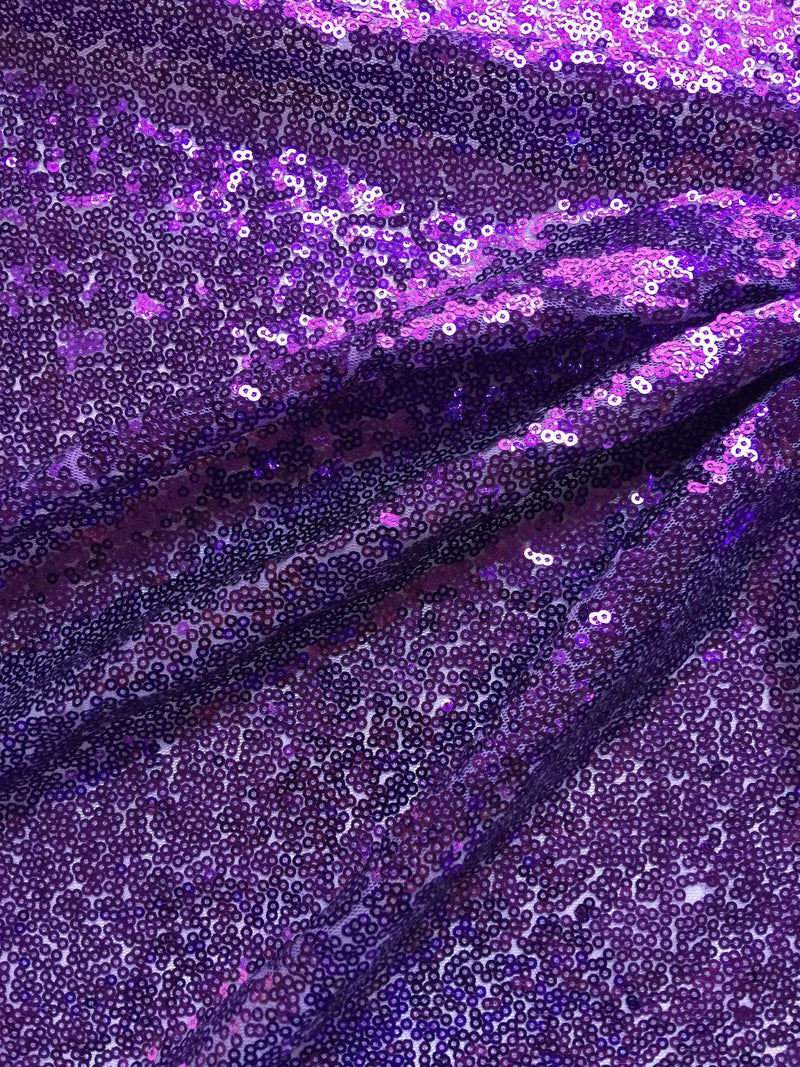 Leila PURPLE Sequins on Mesh Fabric by the Yard - 10050
